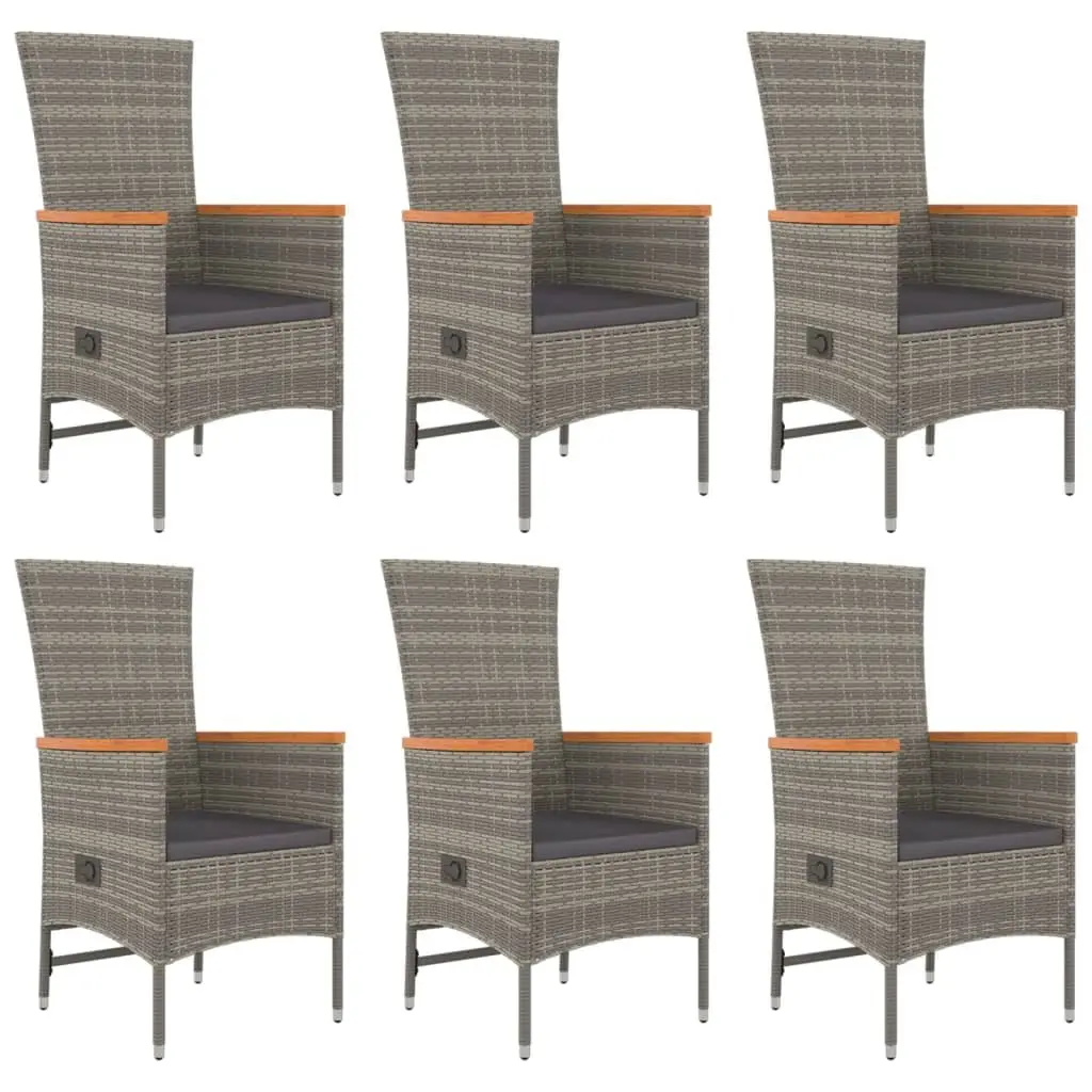7 Piece Garden Dining Set Grey Outdoor Patio Furniture with Cushions