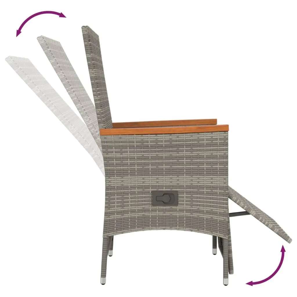 5 Piece Garden Dining Set Outdoor Patio Rattan Chairs Table with Cushions Grey