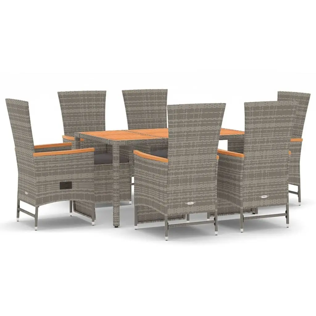 7 Piece Grey Rattan Outdoor Dining Set