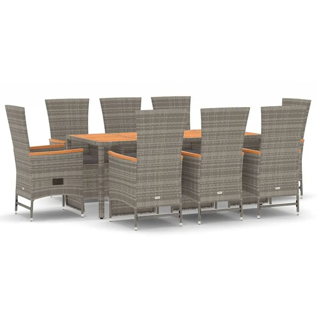 Garden Dining Set 9 Piece Outdoor Patio Furniture Grey Rattan Chairs Table
