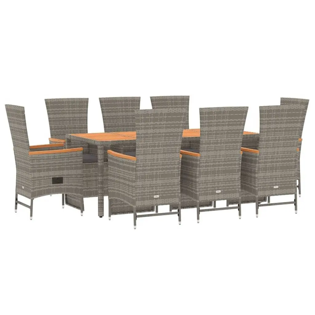 Garden Dining Set 9 Piece Outdoor Patio Furniture Grey Rattan Chairs Table