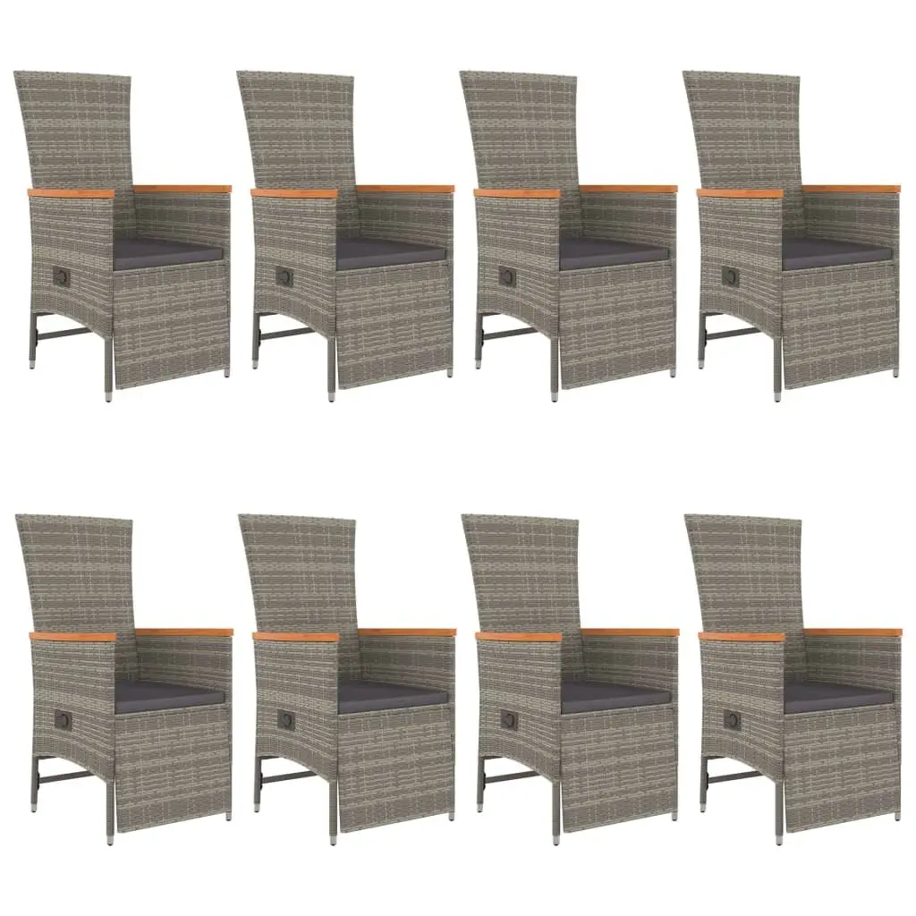 Garden Dining Set 9 Piece Outdoor Patio Furniture Grey Rattan Chairs Table