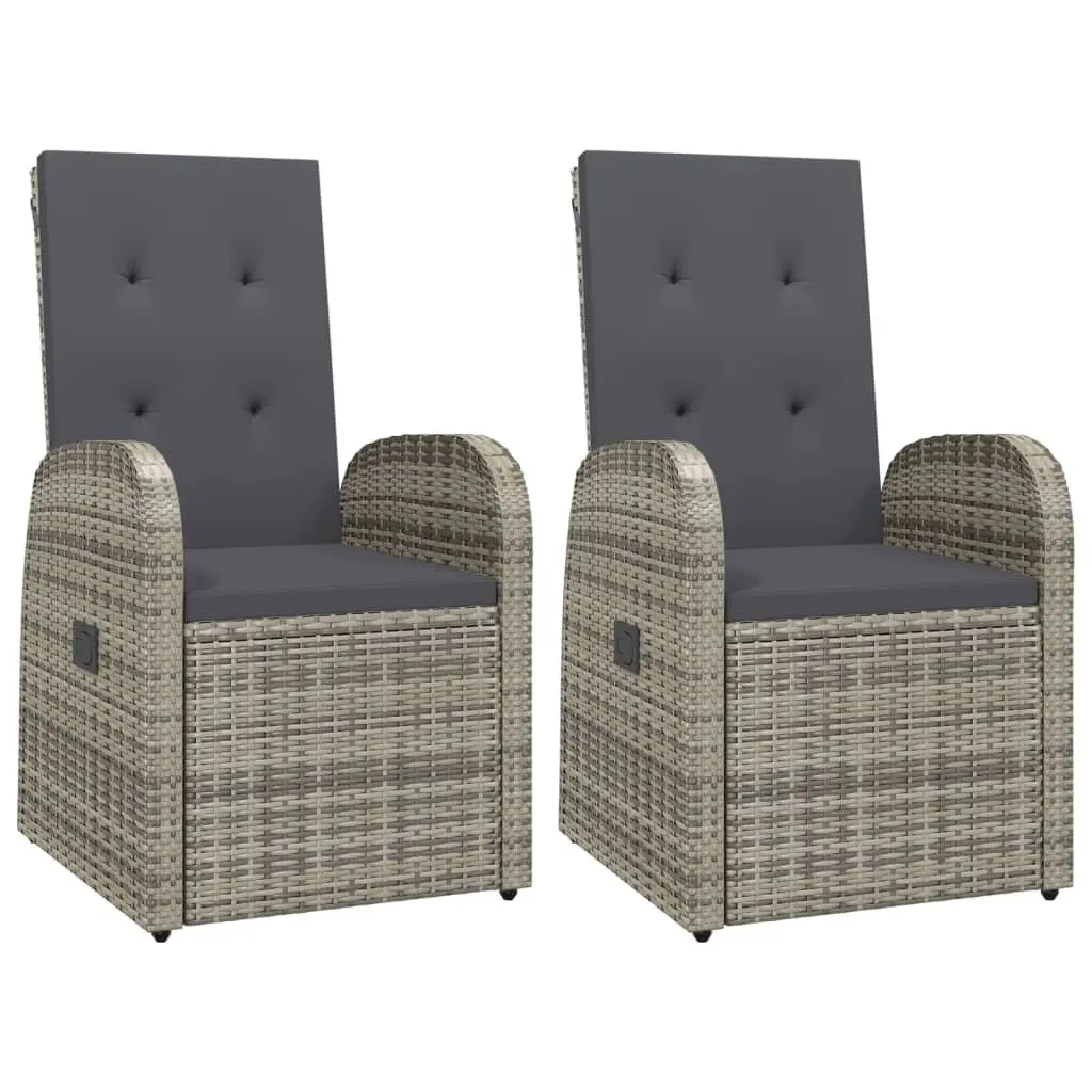 Garden Dining Set 3 Piece Outdoor Patio Furniture Grey Rattan Chairs Table