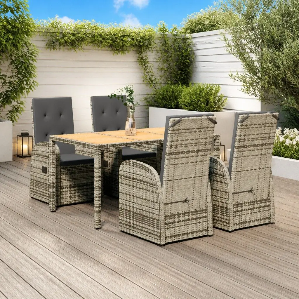 5-Piece Grey Garden Dining Set for Outdoor Enjoyment