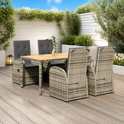 5-Piece Grey Garden Dining Set for Outdoor Enjoyment