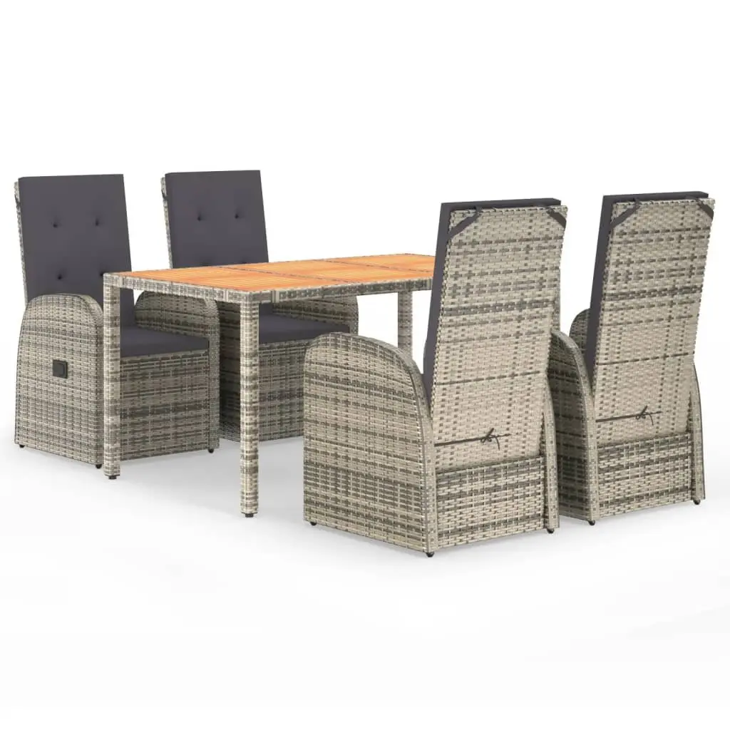 5-Piece Grey Garden Dining Set for Outdoor Enjoyment