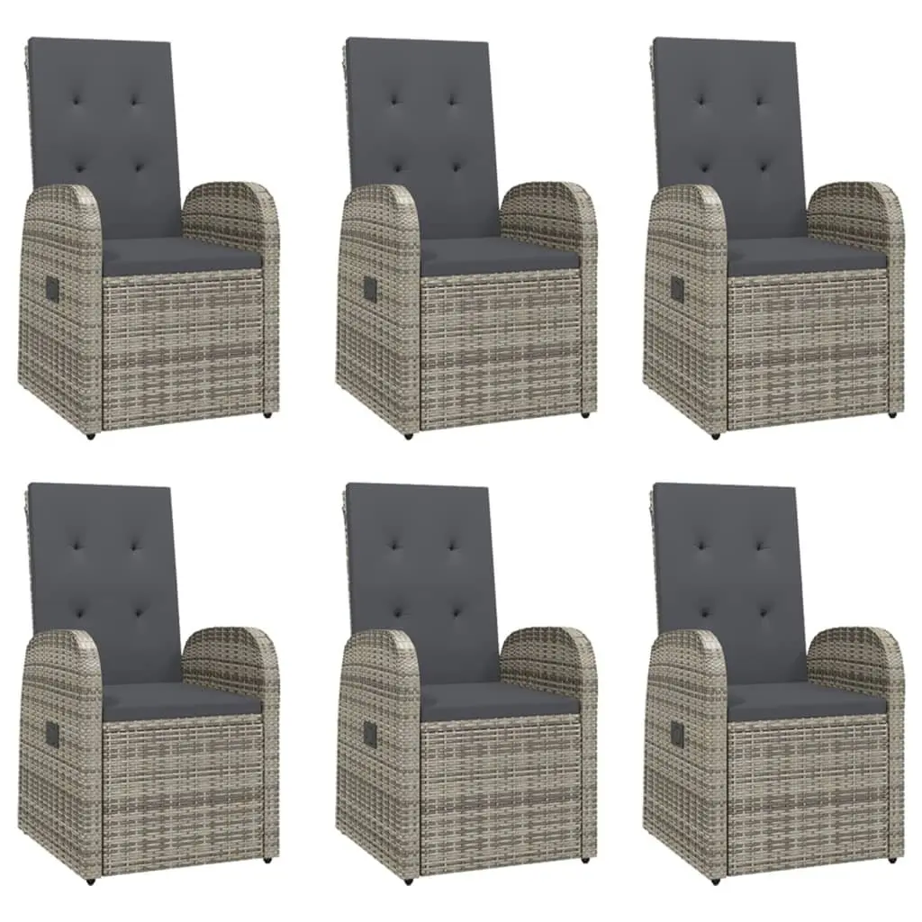 7 Piece Garden Dining Set Grey Poly Rattan Outdoor Furniture Cushions Patio