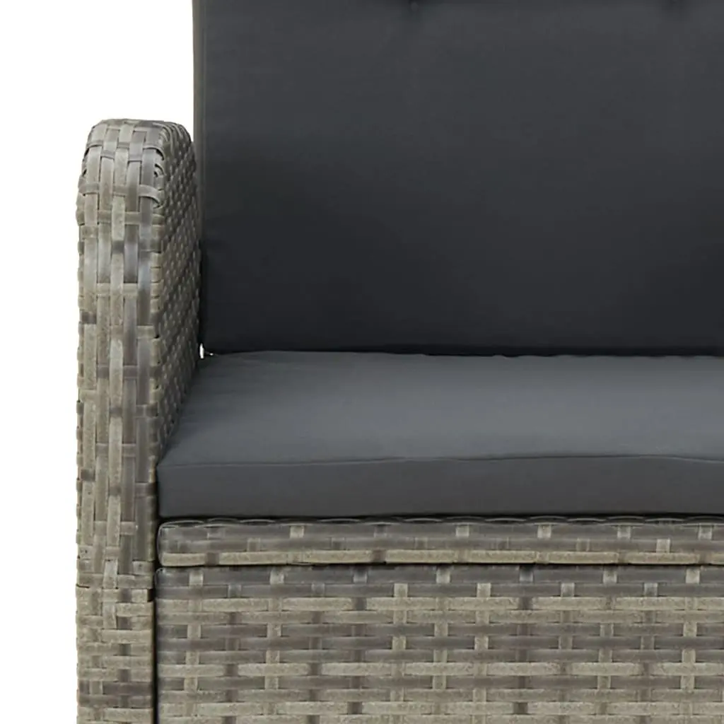 7 Piece Garden Dining Set Grey Poly Rattan Outdoor Furniture Cushions Patio