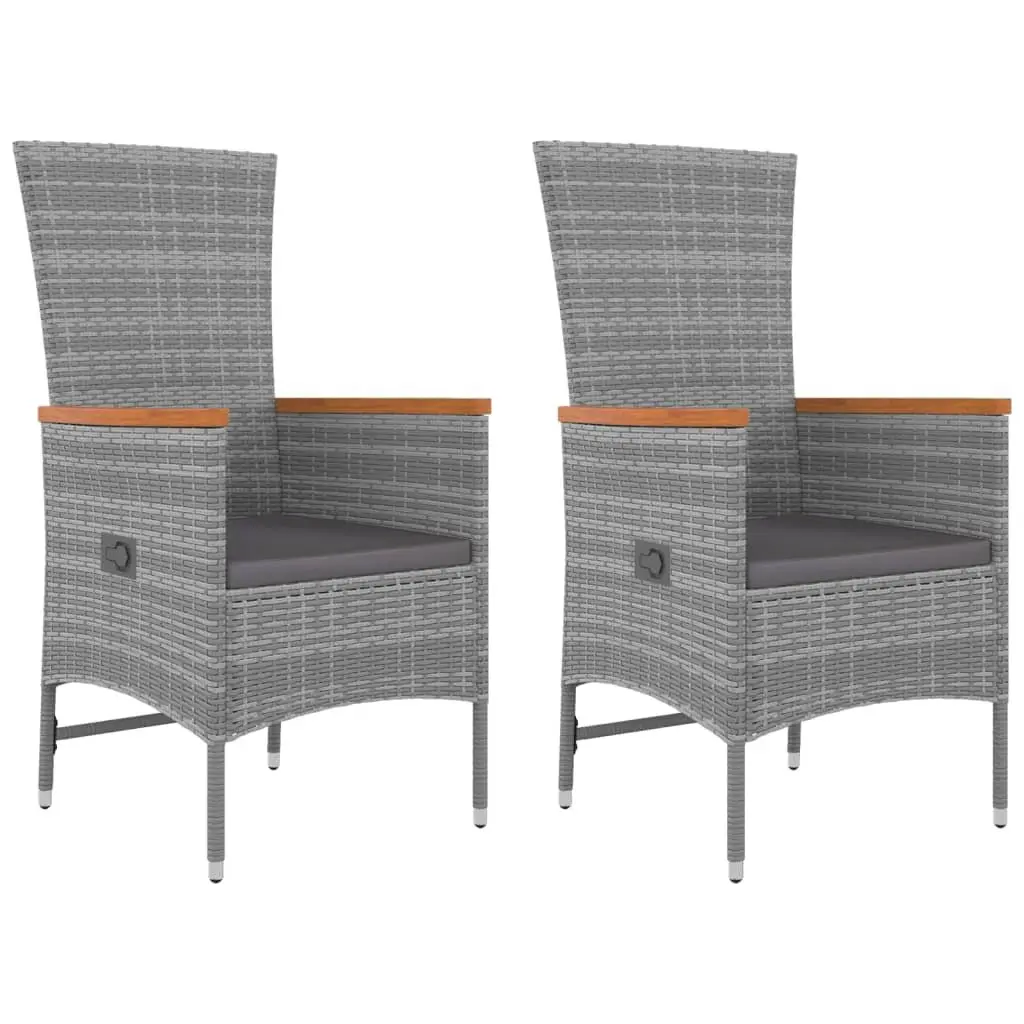 Garden Lounge Set Grey 3 Piece Poly Rattan Outdoor Furniture Reclining Seating
