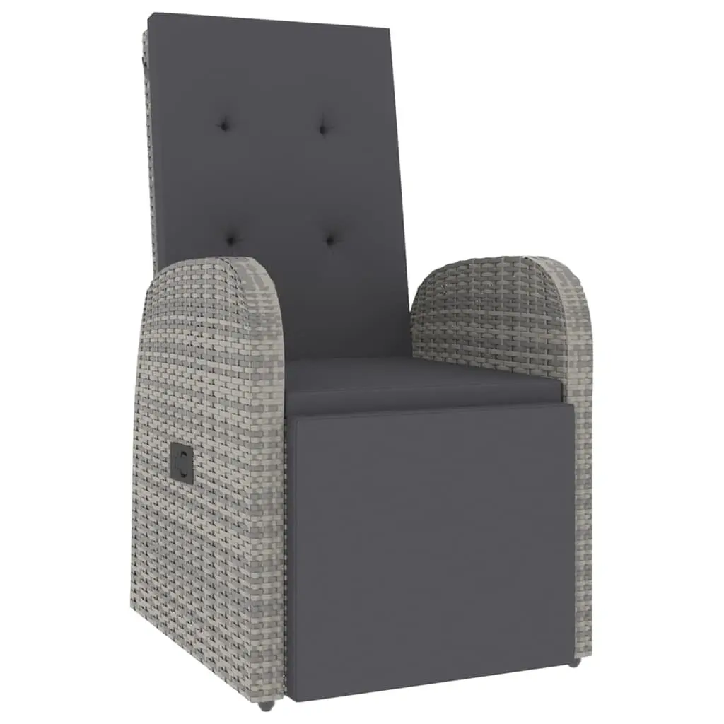 Garden Lounge Set Grey 2 Piece Outdoor Chair Table PE Rattan Steel Acacia Wood