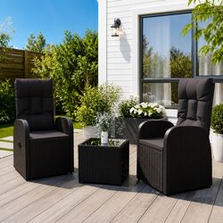 Compact 3 Piece Garden Lounge Set with Reclining Chairs