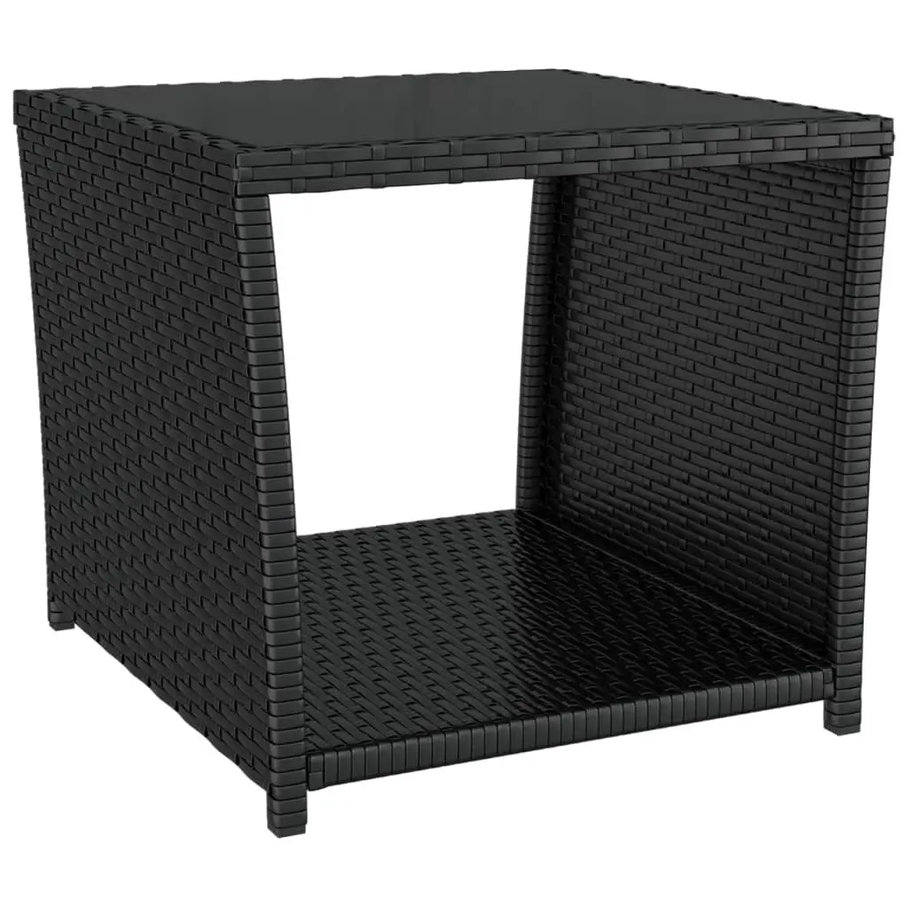 3 Piece Garden Lounge Set Black Rattan Steel Adjustable Chairs Side Table
