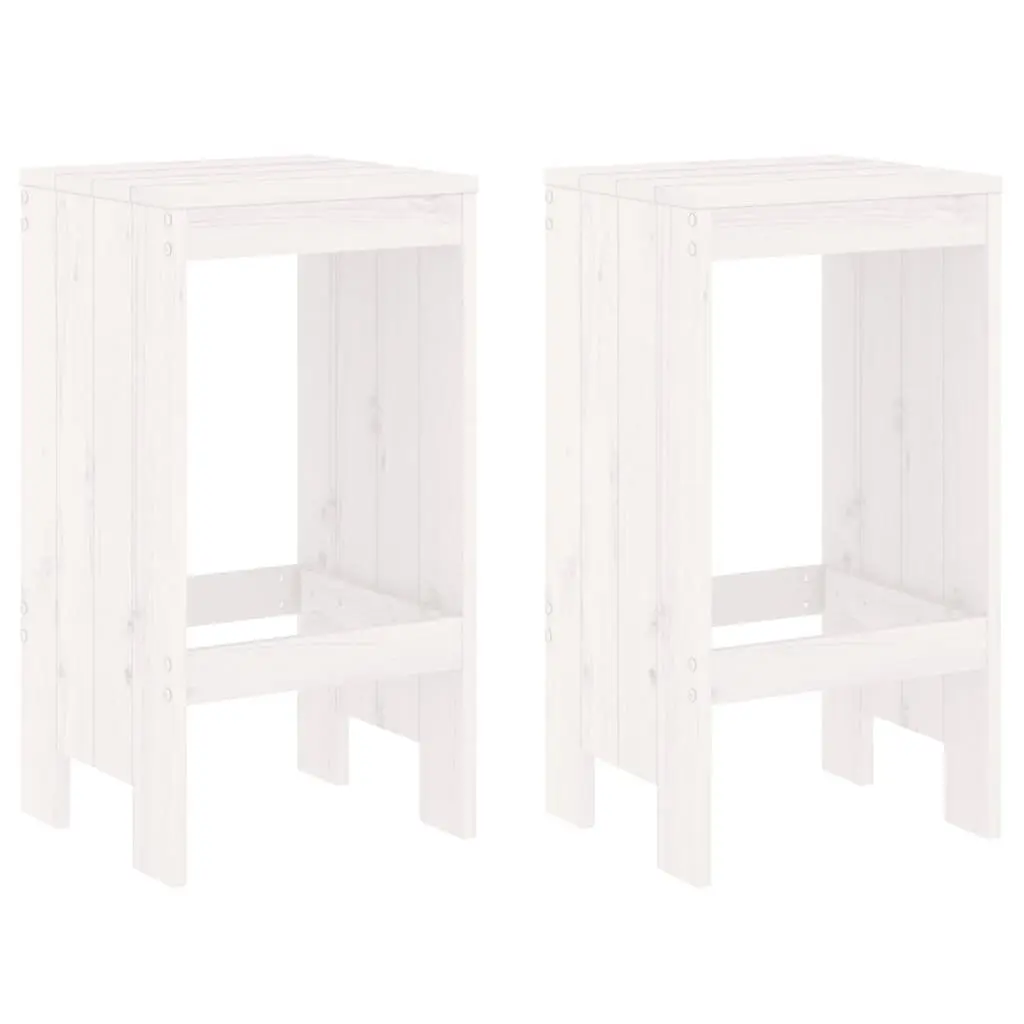 Garden Bar Set White 3 Piece Wooden Outdoor Furniture with Stools and Table