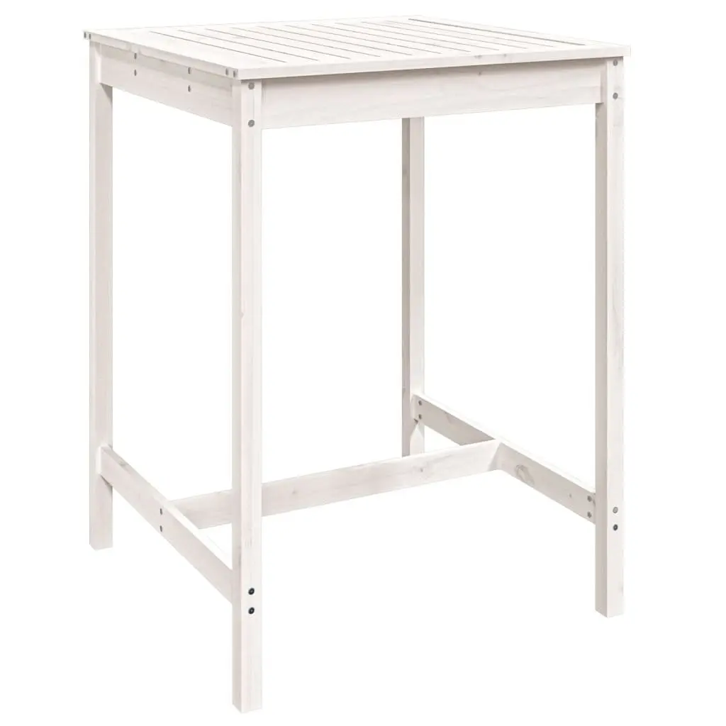 Garden Bar Set White 3 Piece Wooden Outdoor Furniture with Stools and Table