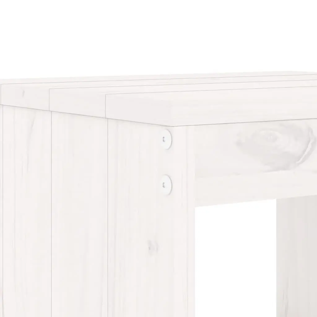 Garden Bar Set White 3 Piece Wooden Outdoor Furniture with Stools and Table