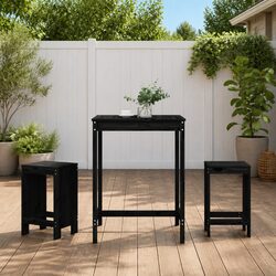 Compact Black Wood Garden Bar Set for Quick Setup