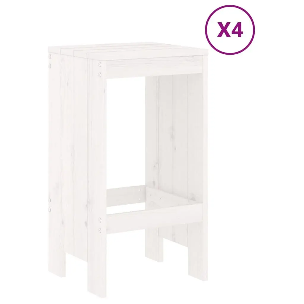 Garden Bar Set White 5 Piece Solid Pine Wood Outdoor Patio Furniture Stools Table