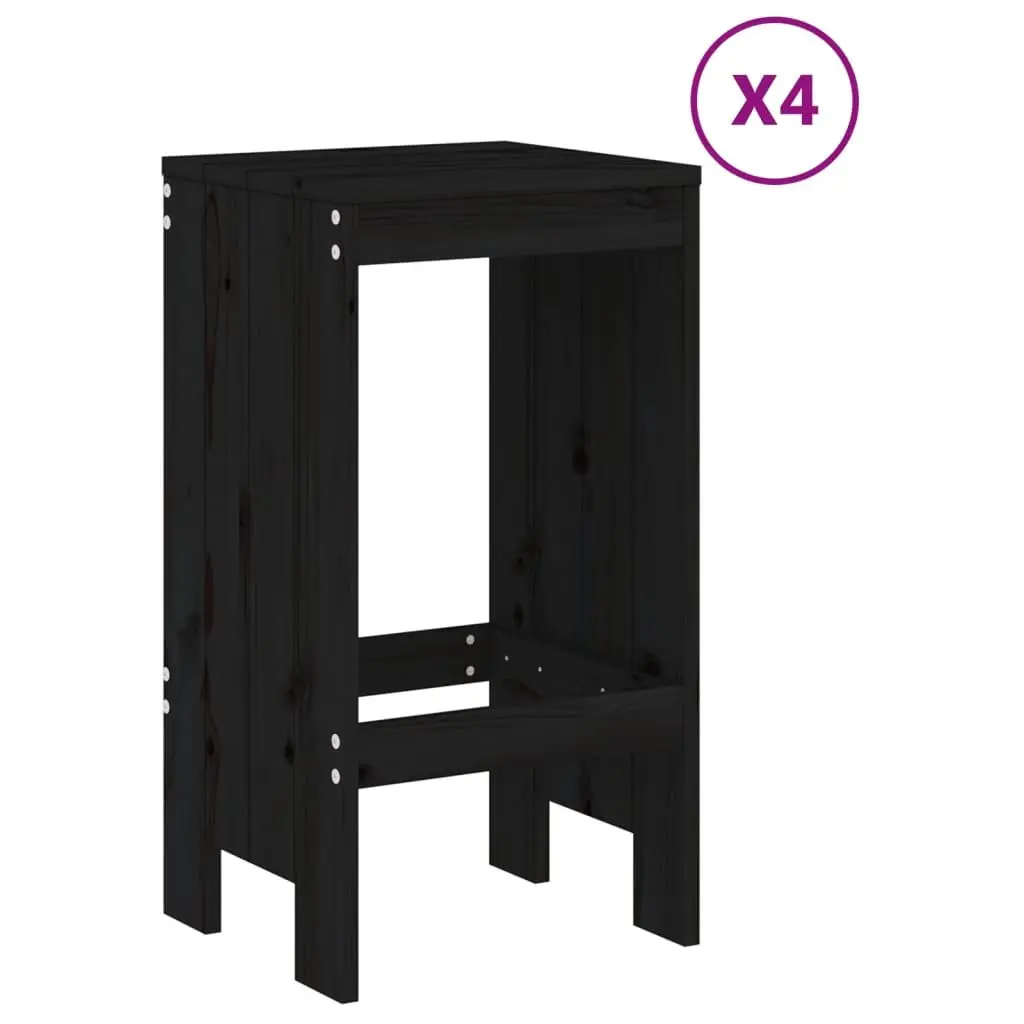 Garden Bar Set Black 5 Piece Outdoor Patio Furniture Wooden Stools Table