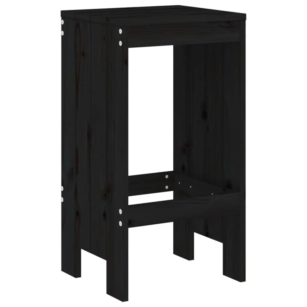 Garden Bar Set Black 5 Piece Outdoor Patio Furniture Wooden Stools Table