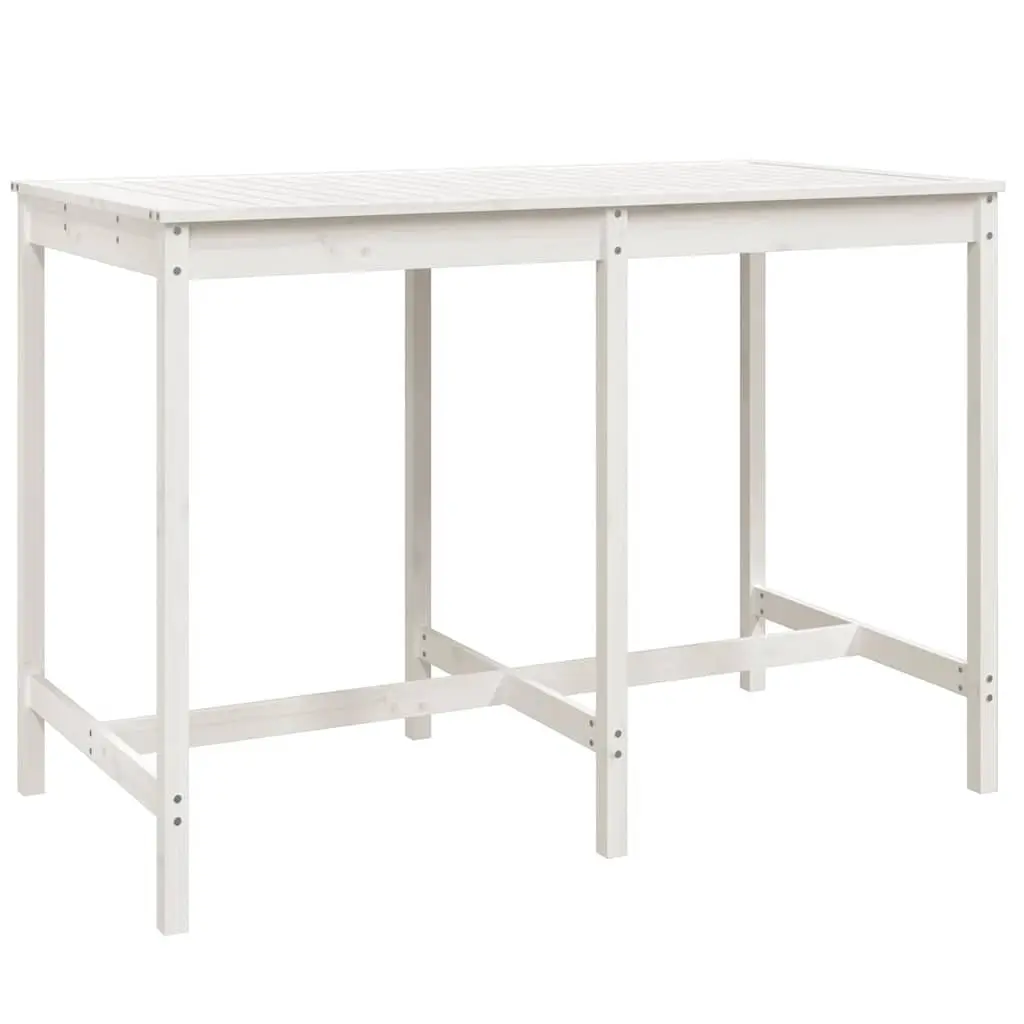 Garden Bar Set White 7 Piece Outdoor Furniture Patio Dining Solid Wood Stools