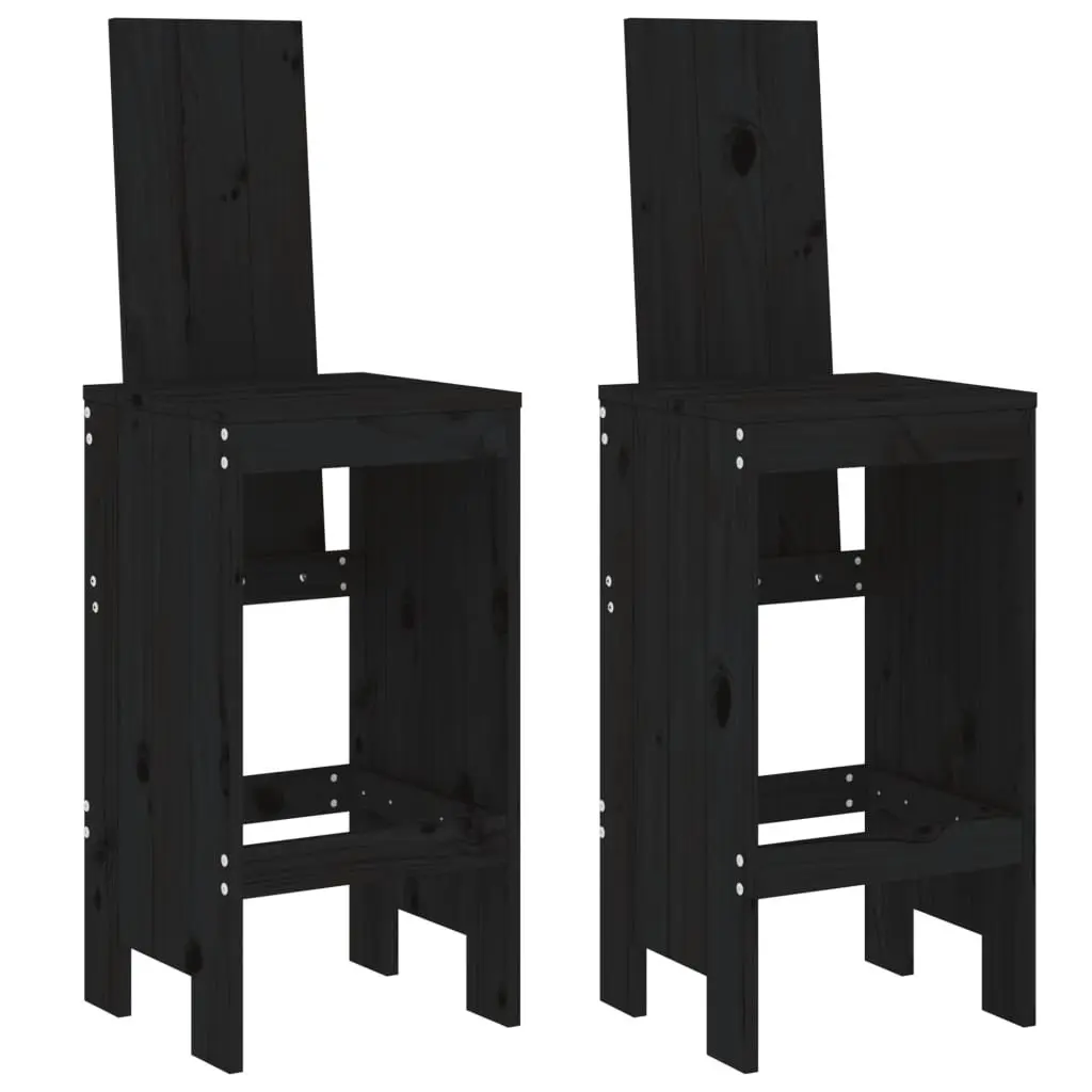 3-Piece Black Wood Bar Set for Outdoors