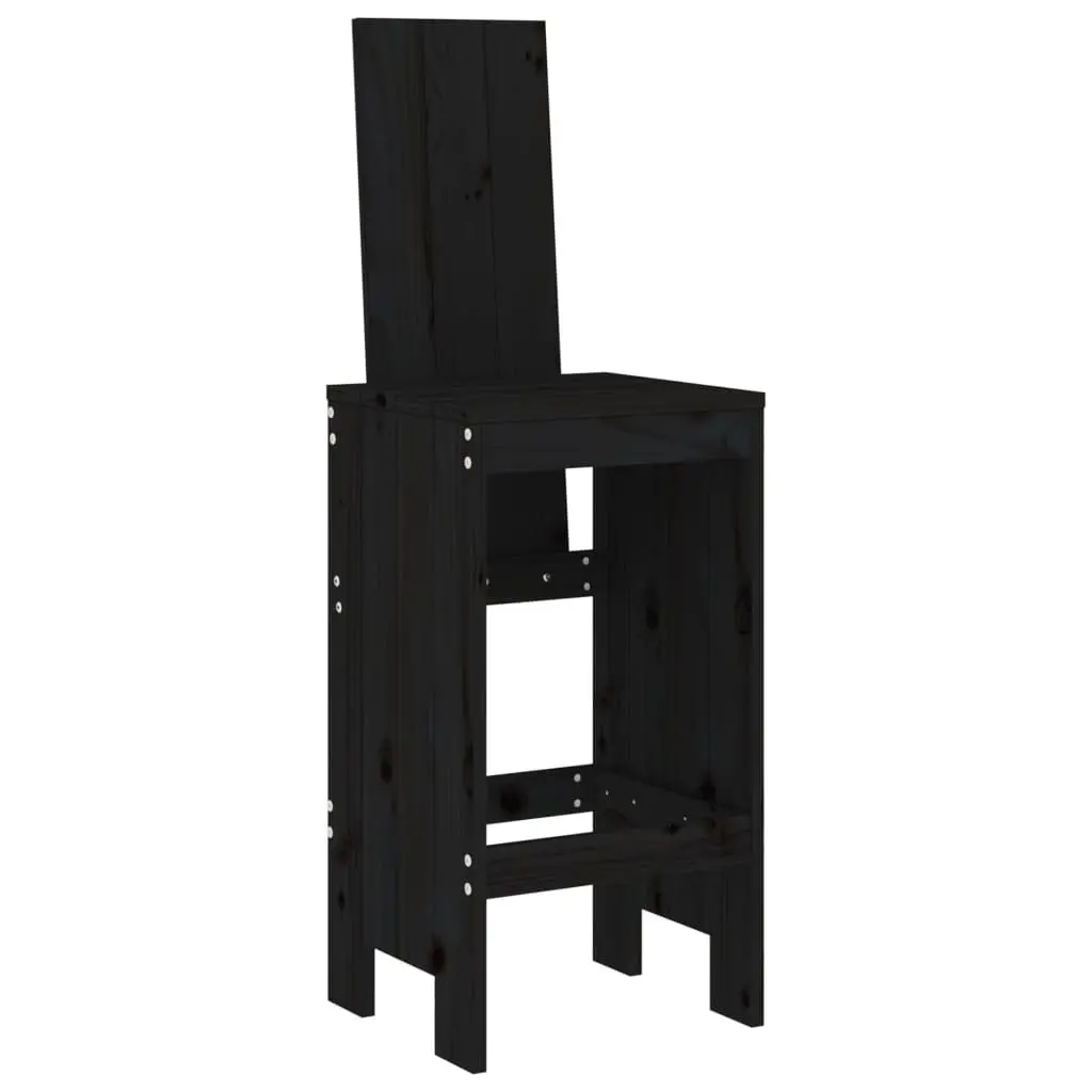 3-Piece Black Wood Bar Set for Outdoors