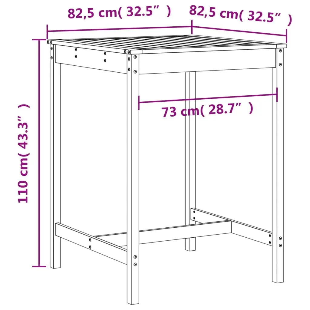 3-Piece Black Wood Bar Set for Outdoors