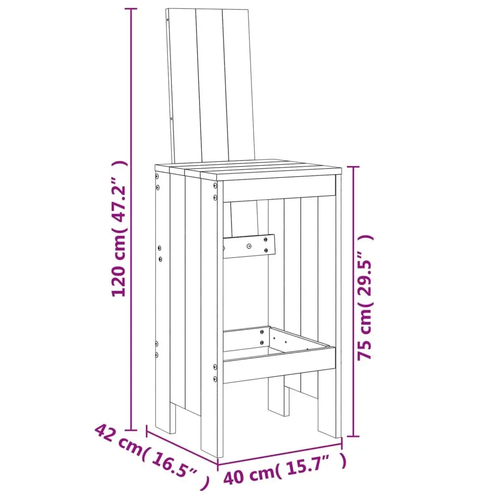 3-Piece Black Wood Bar Set for Outdoors