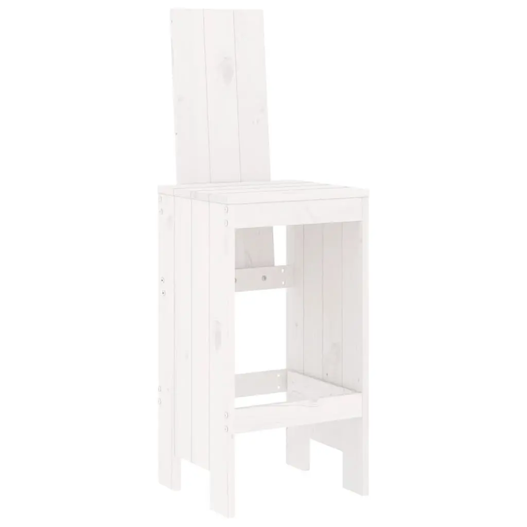 Garden Bar Set White 5 Piece Outdoor Patio Furniture Solid Pine Wood Table Stool