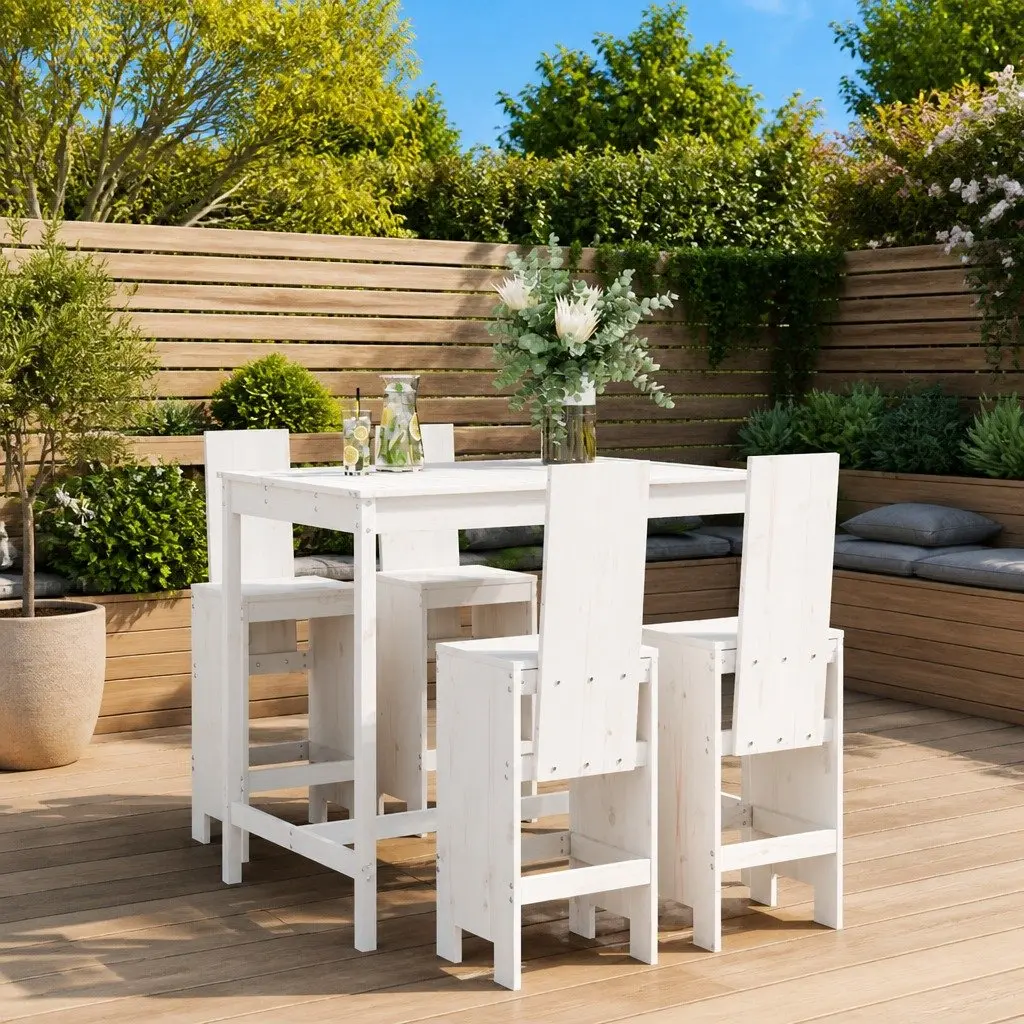 5 Piece Wooden Bar Set for Outdoor Use