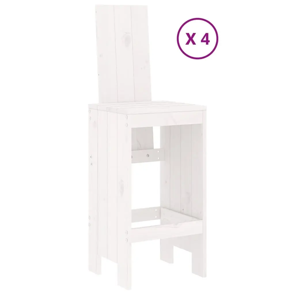 Garden Bar Set White 5 Piece Outdoor Furniture Wooden Patio Dining Stool Table