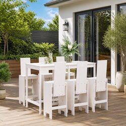 Garden Bar Set 7 Piece White Outdoor Furniture Patio Backyard Dining Seating
