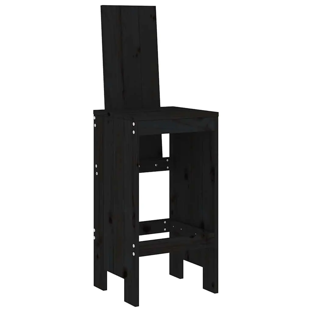 7-Piece Black Wood Outdoor Bar Set