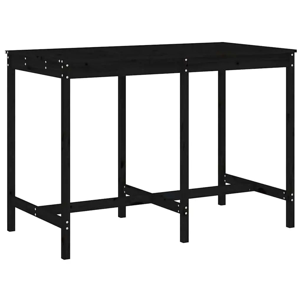 7-Piece Black Wood Outdoor Bar Set