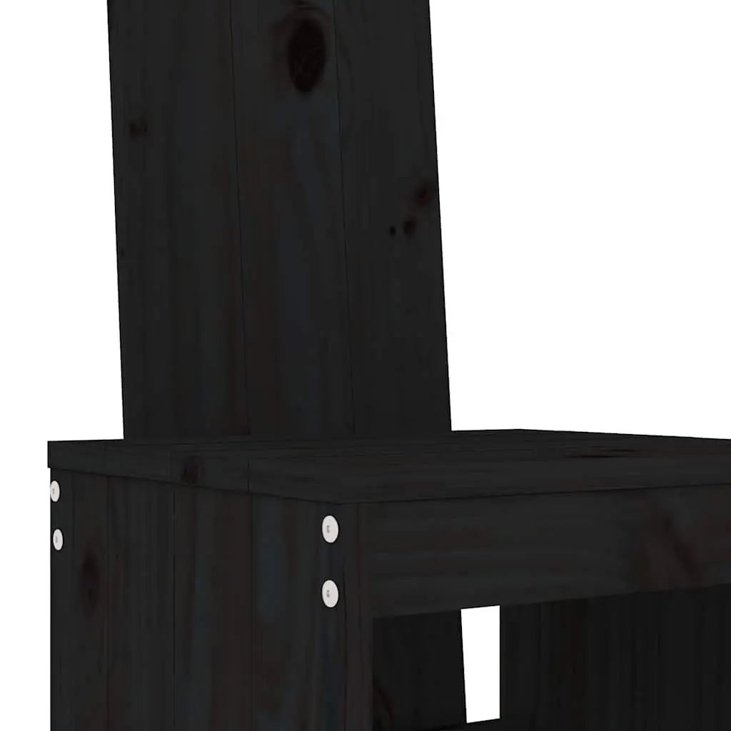 7-Piece Black Wood Outdoor Bar Set