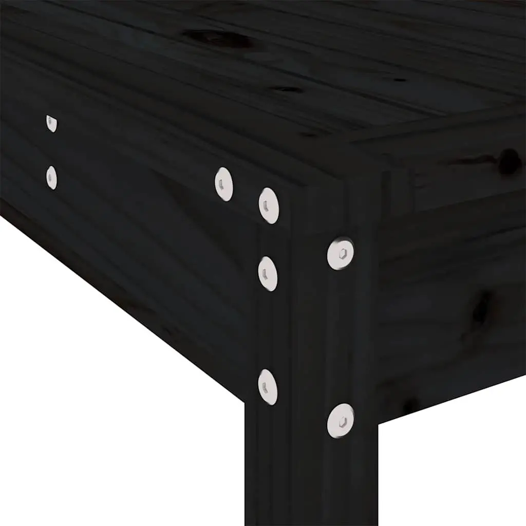 7-Piece Black Wood Outdoor Bar Set