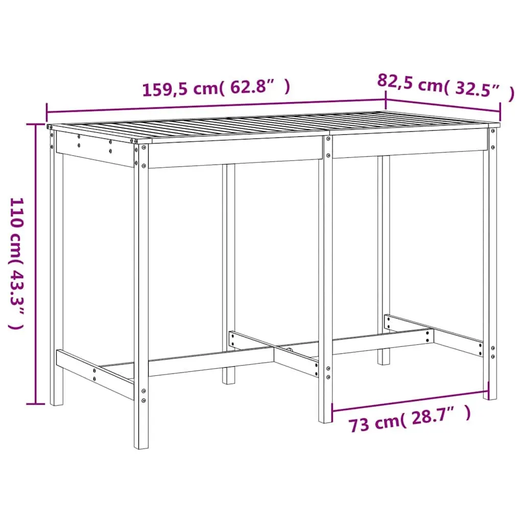 7-Piece Black Wood Outdoor Bar Set