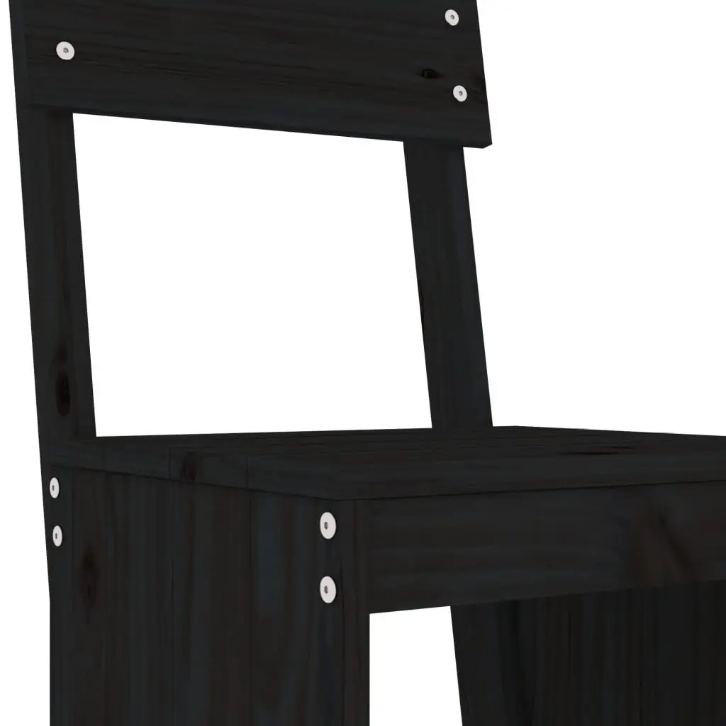 3 Piece Garden Bar Set Black Solid Pine Wood Outdoor Furniture Table