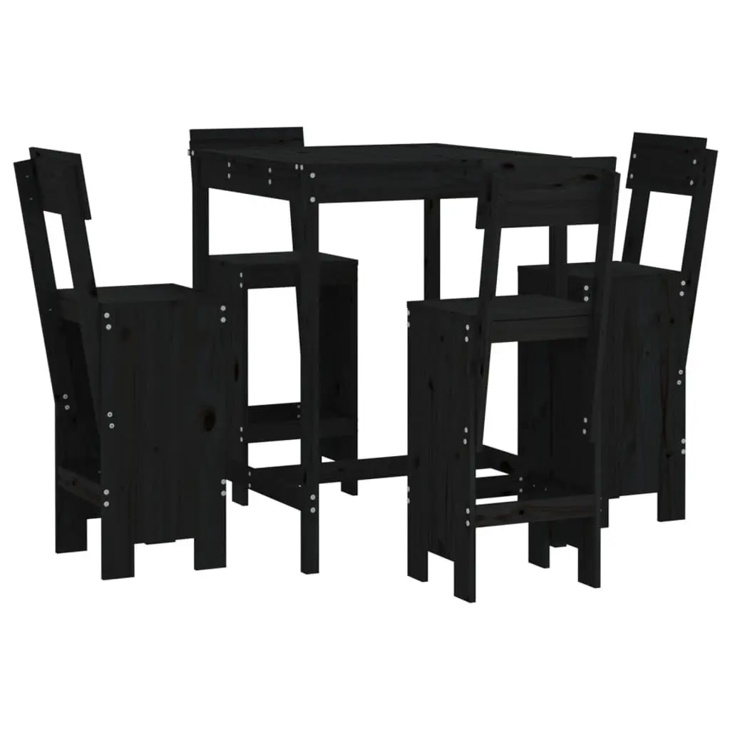 5 Piece Black Wood Garden Bar Set