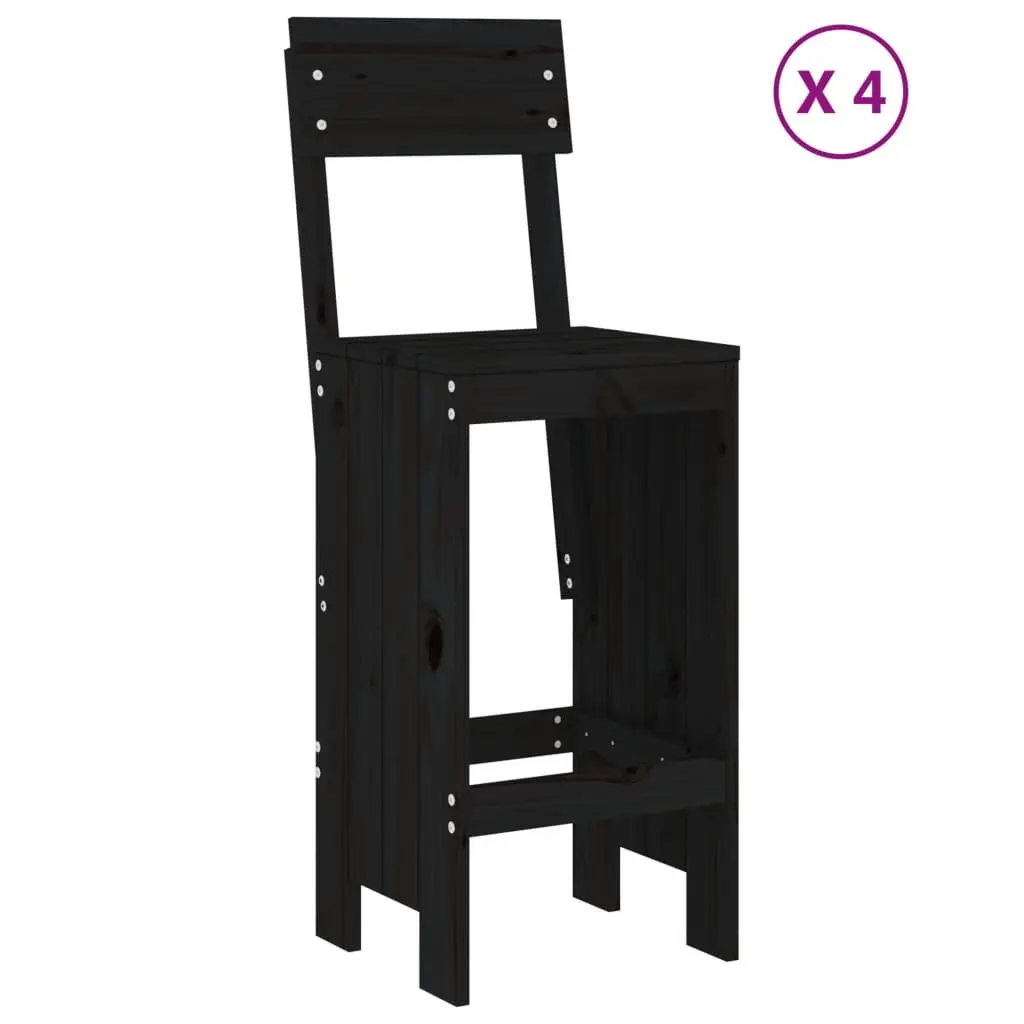 5 Piece Black Wood Garden Bar Set