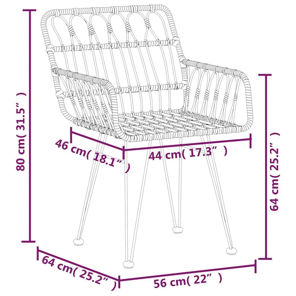 5 Piece Outdoor Dining Set in Black Poly Rattan