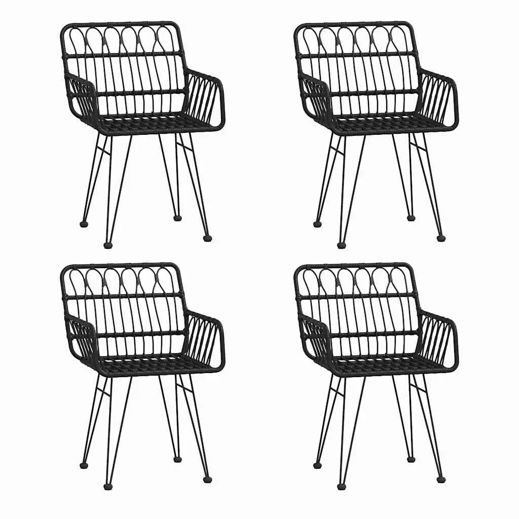 5 Piece Outdoor Dining Set in Black Poly Rattan