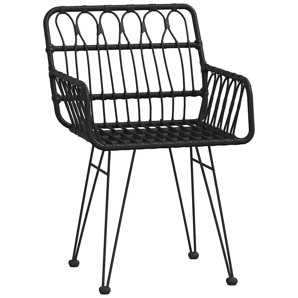 5 Piece Outdoor Dining Set in Black Poly Rattan