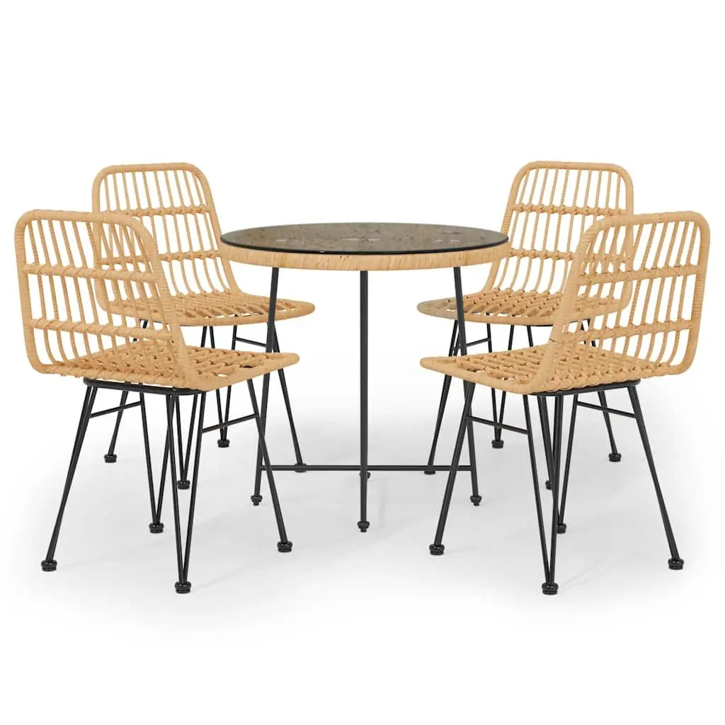 5 Piece Garden Dining Set Outdoor Patio Furniture PE Rattan Steel Frame