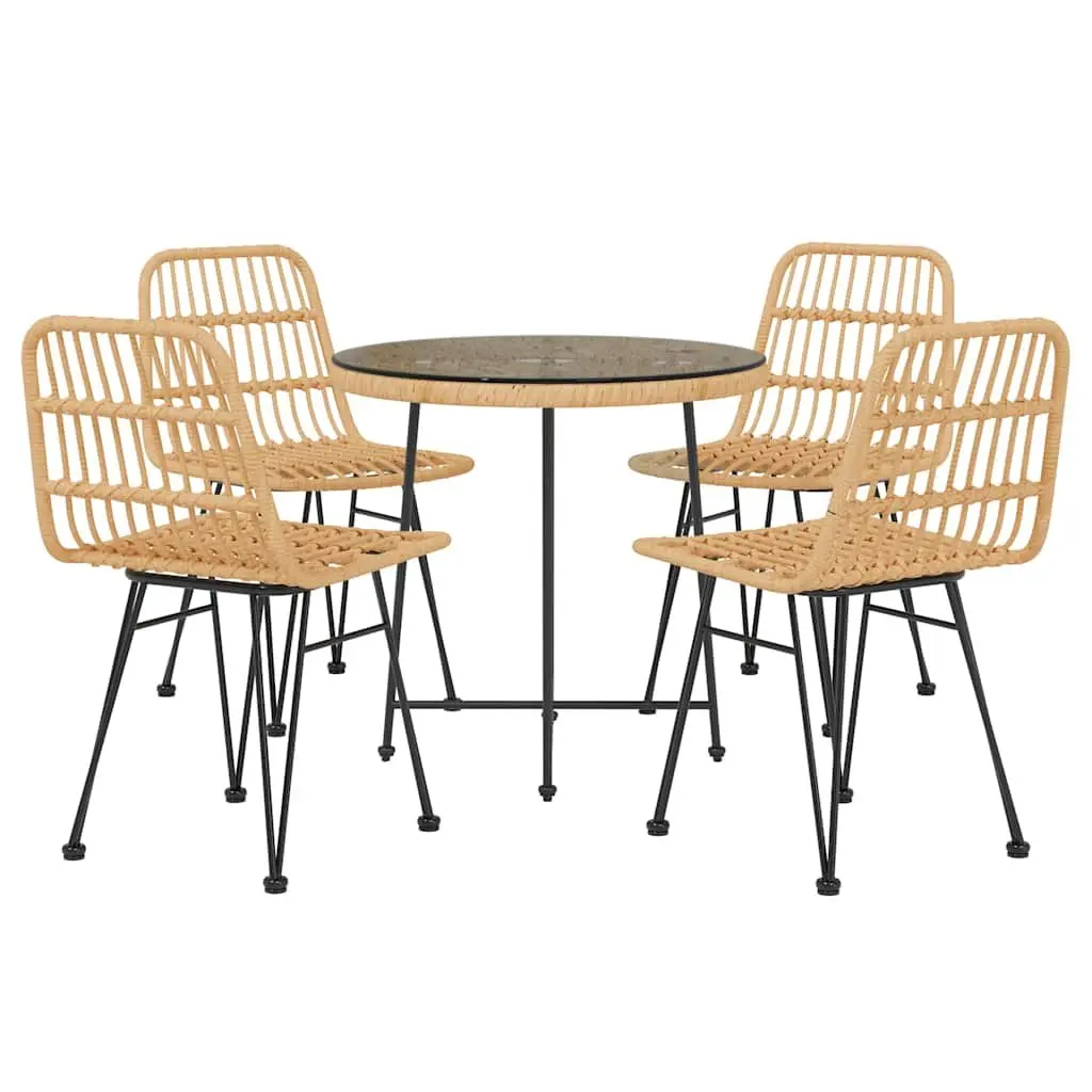 5 Piece Garden Dining Set Outdoor Patio Furniture PE Rattan Steel Frame