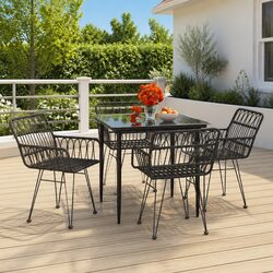 5 Piece Black Dining Set for Outdoor Relaxation