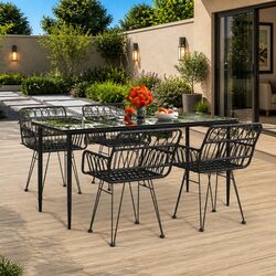 5 Piece Black Rattan Garden Set