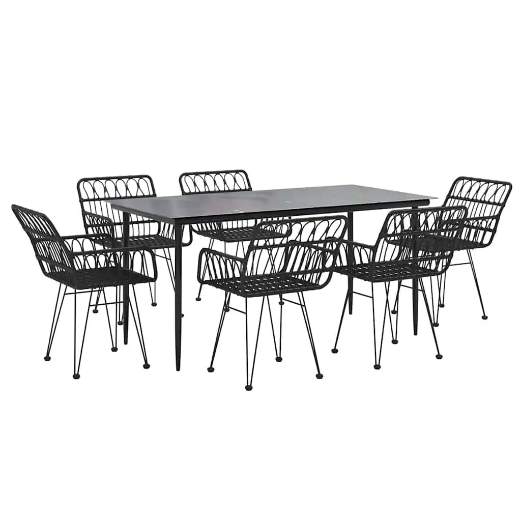 7 Piece Garden Dining Set Black Outdoor Patio Furniture Weather Resistant
