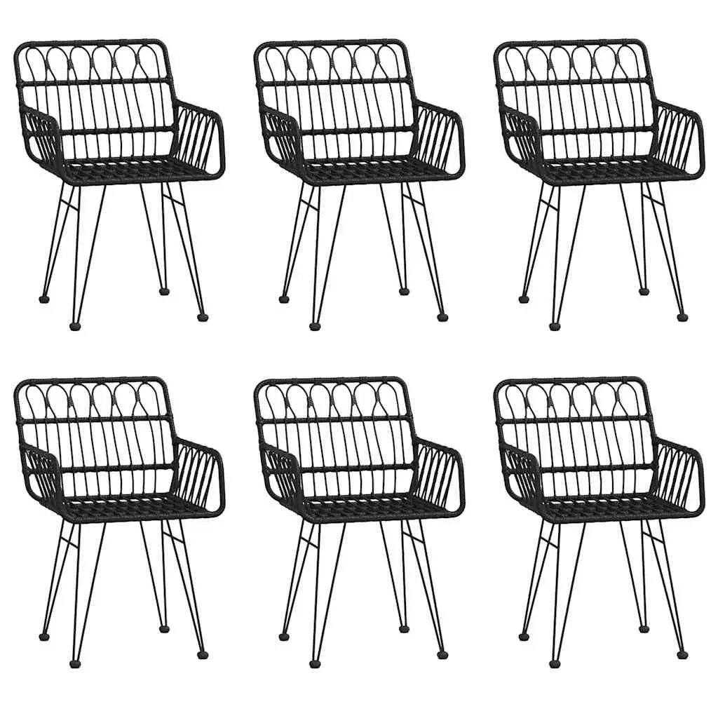 7 Piece Garden Dining Set Black Outdoor Patio Furniture Weather Resistant