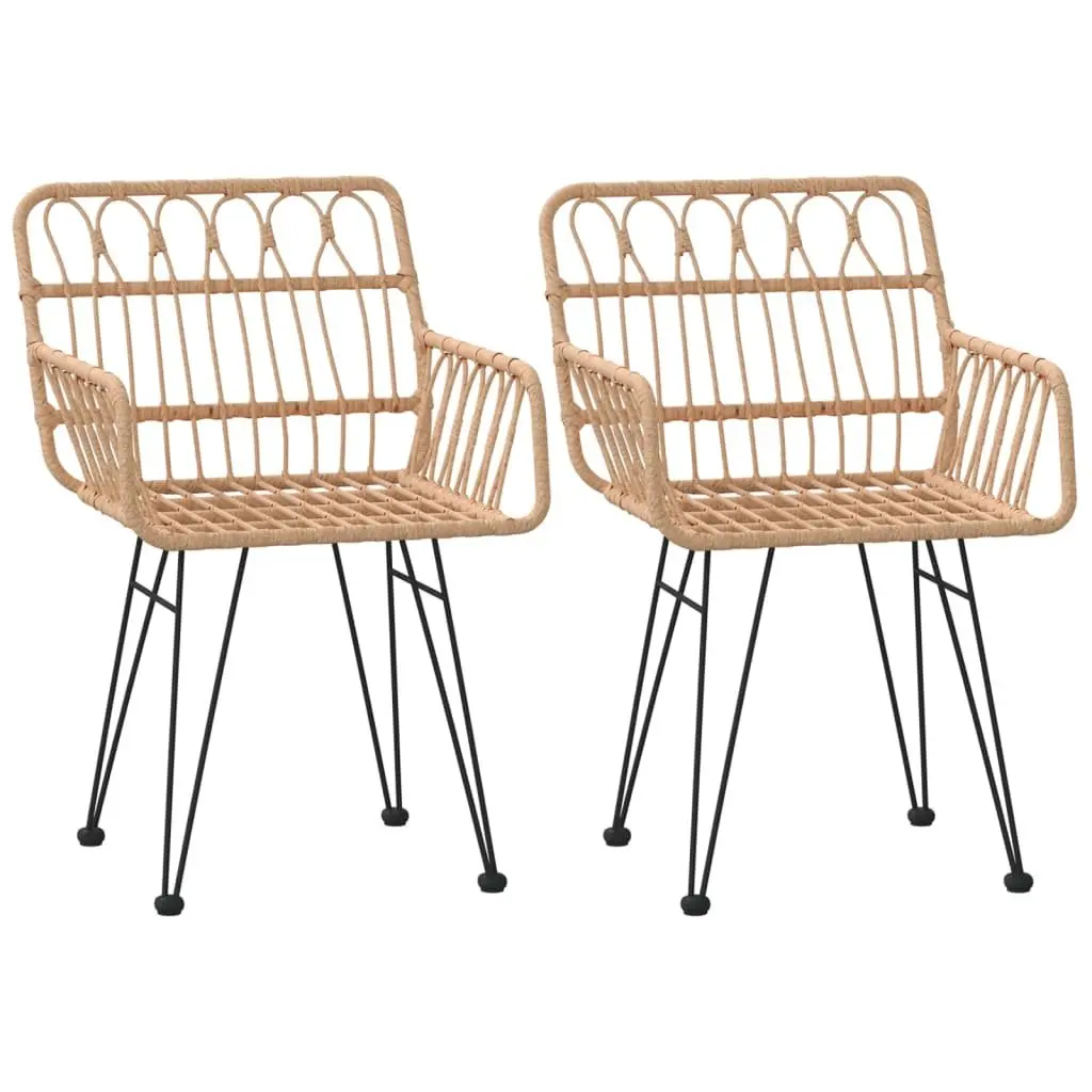Garden Dining Set 3 Piece Outdoor Furniture Patio Rattan Chairs Table Brown